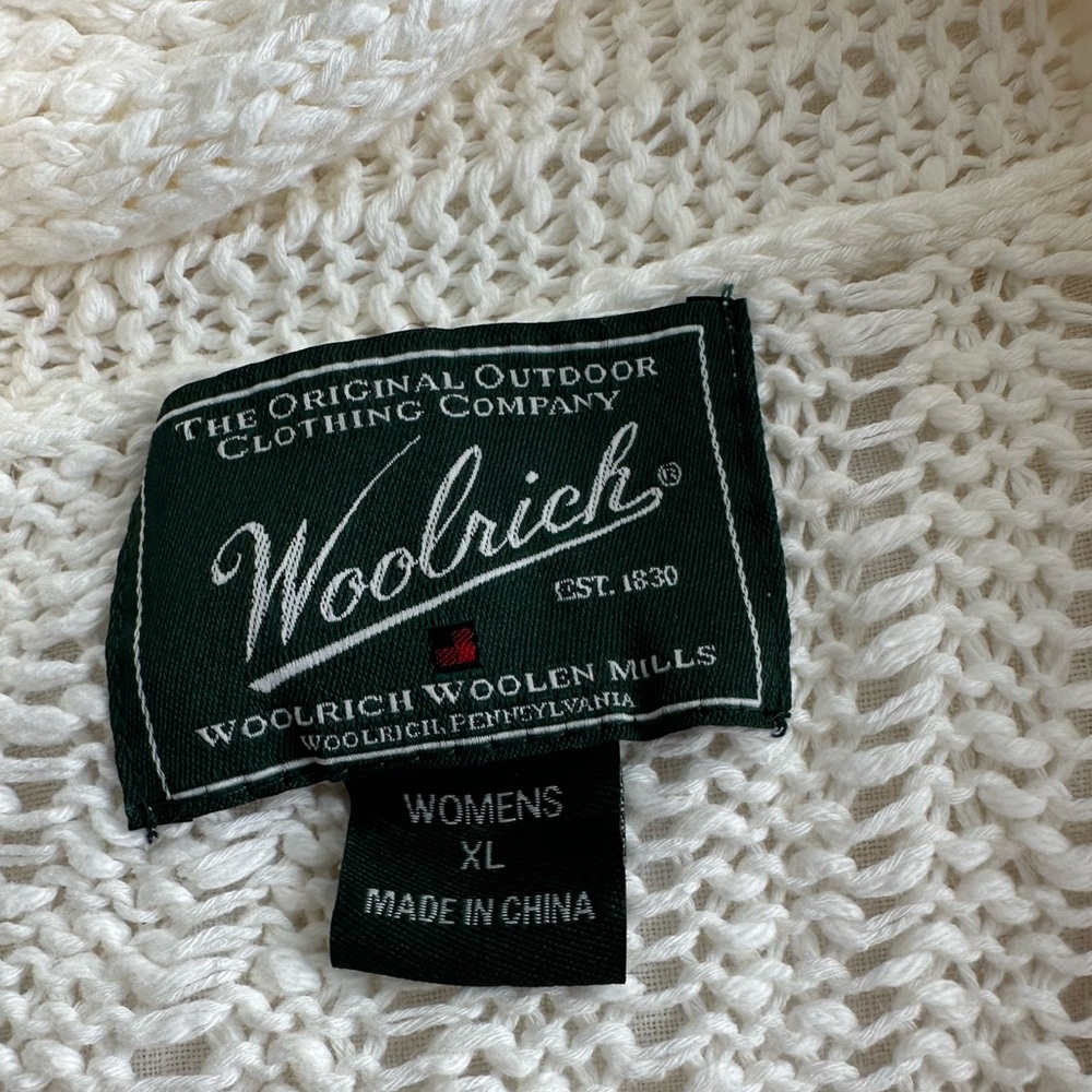 Woolrich Open Knit Long Cardigan XL Seasalt Cotton Duster Coastal Layer Spring - Picture 5 of 8